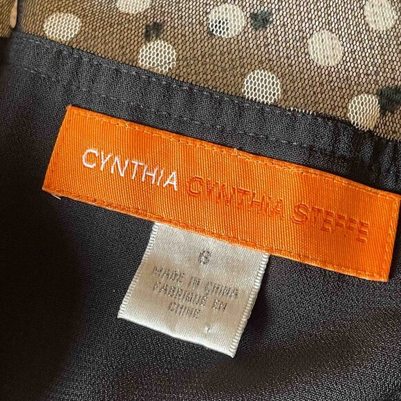 Cynthia Steffe Mesh Ruffle Dress 6 Coquette Retro Pinup Doll Polka Dot 50s Vibe - Picture 3 of 7